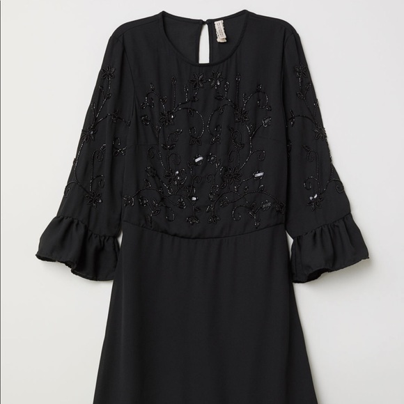Divided Dresses & Skirts - Black Dress with Beaded Embroidery